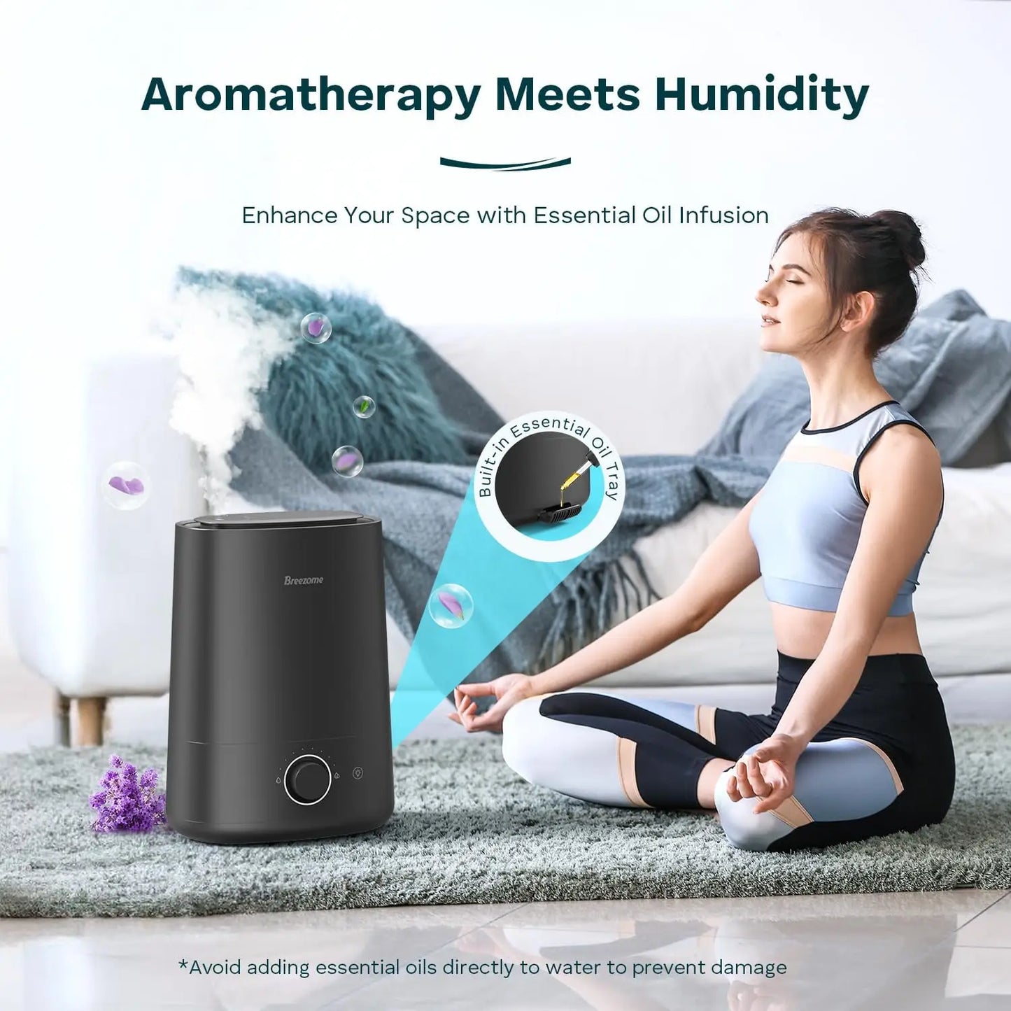 Aroeve Ultrasonic Humidifier 360 Degree Mist Aroma