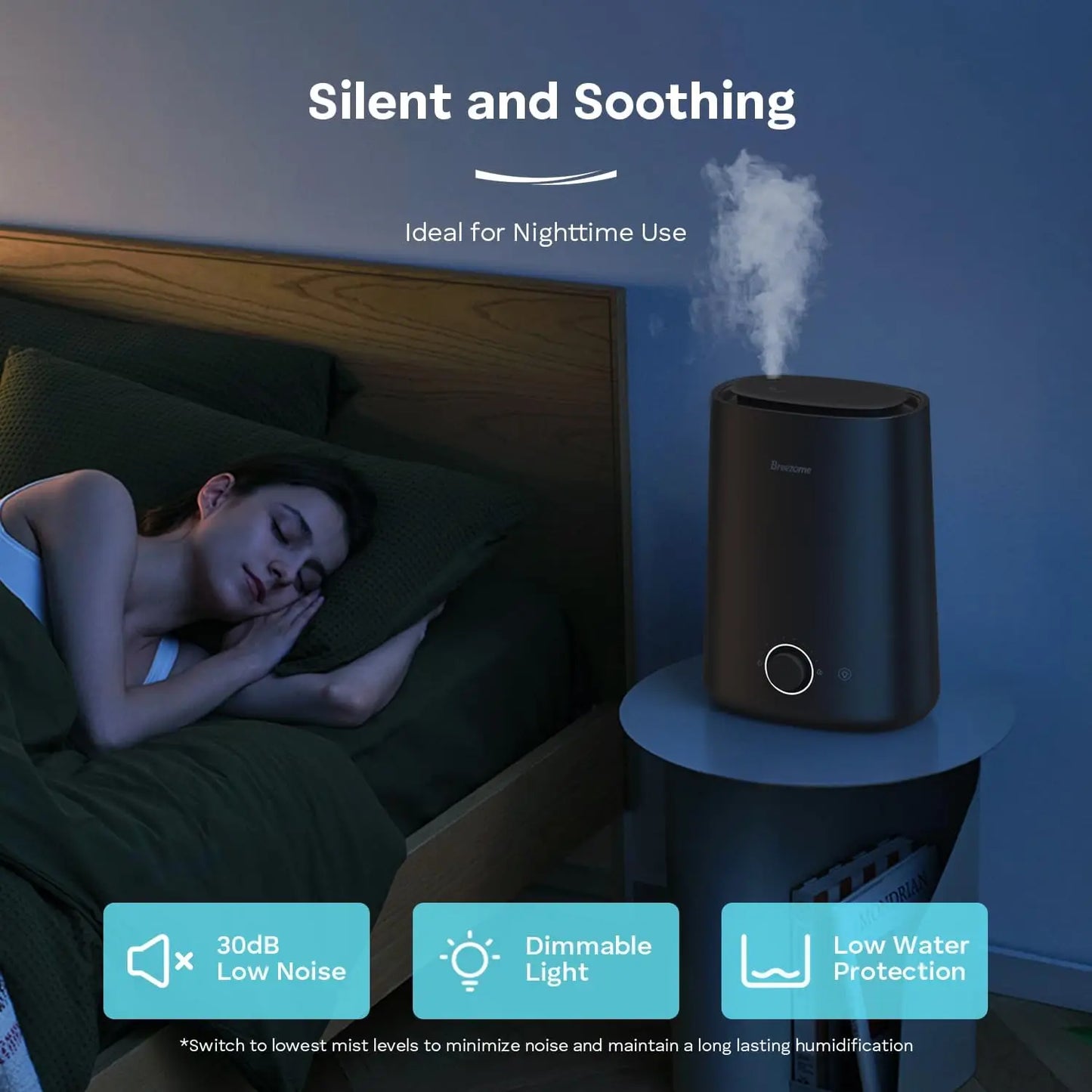 Aroeve Ultrasonic Humidifier 360 Degree Mist Aroma