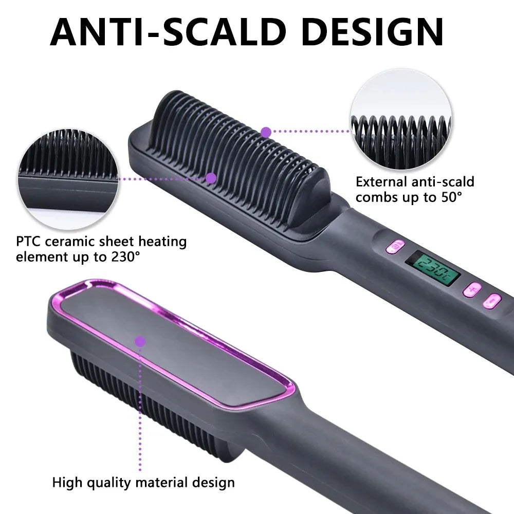 Multifunctional Hot Comb for Hair with Negative Ions
