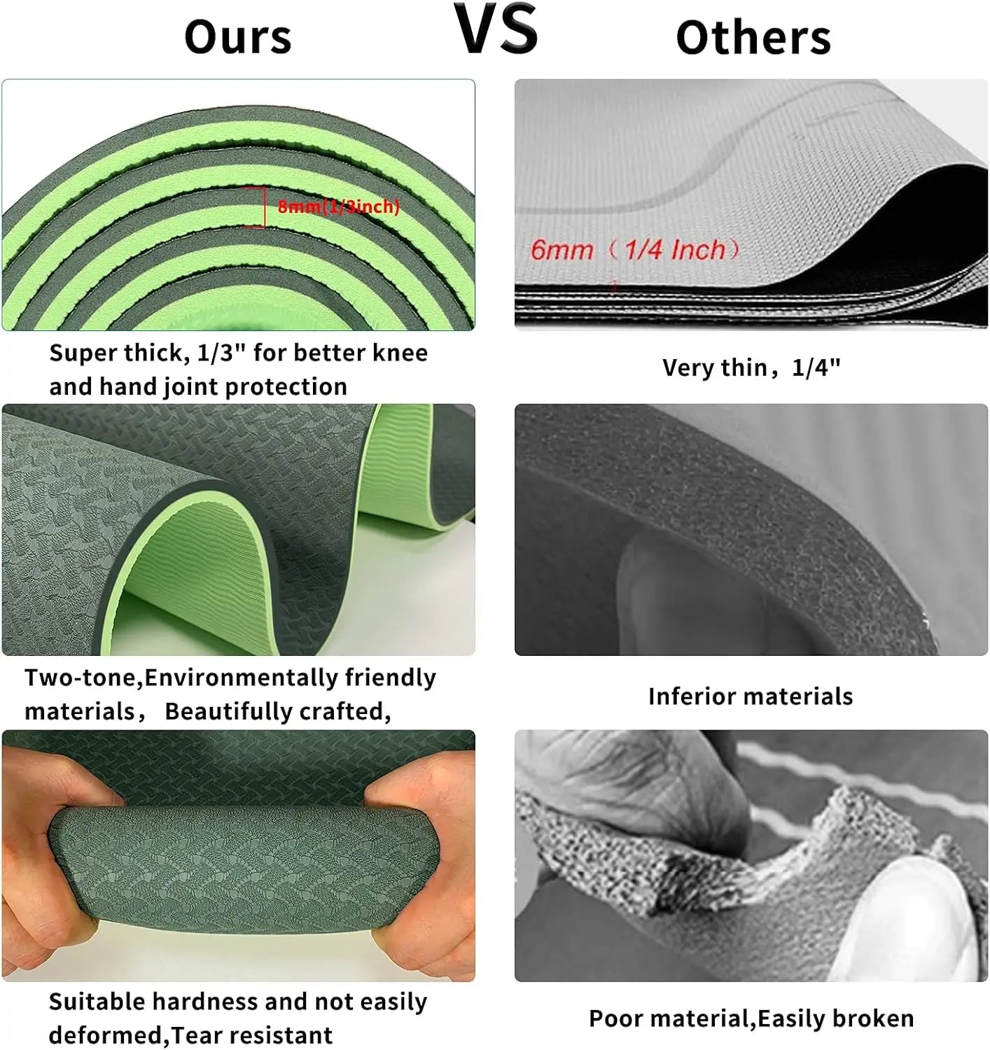 Hignconcerned Eco Friendly Yoga Mat Extra Thick TPE