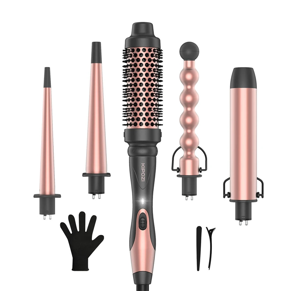 KIPOZI 5 In 1 Hair Curler Set With Replaceable Wands