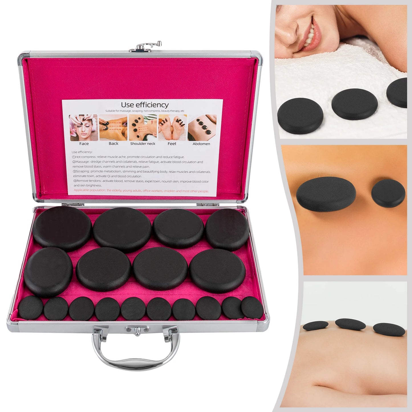 Massage Stone Heating Box Set Basalt Stones for Therapy