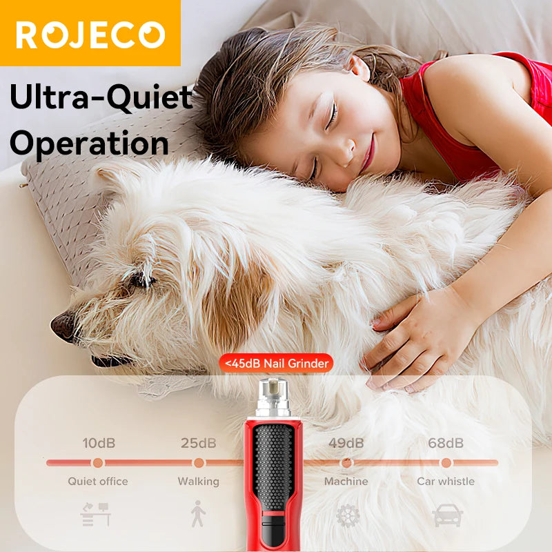 ROJECO Pet Electric Nail Grinder 7 Speeds LED Light