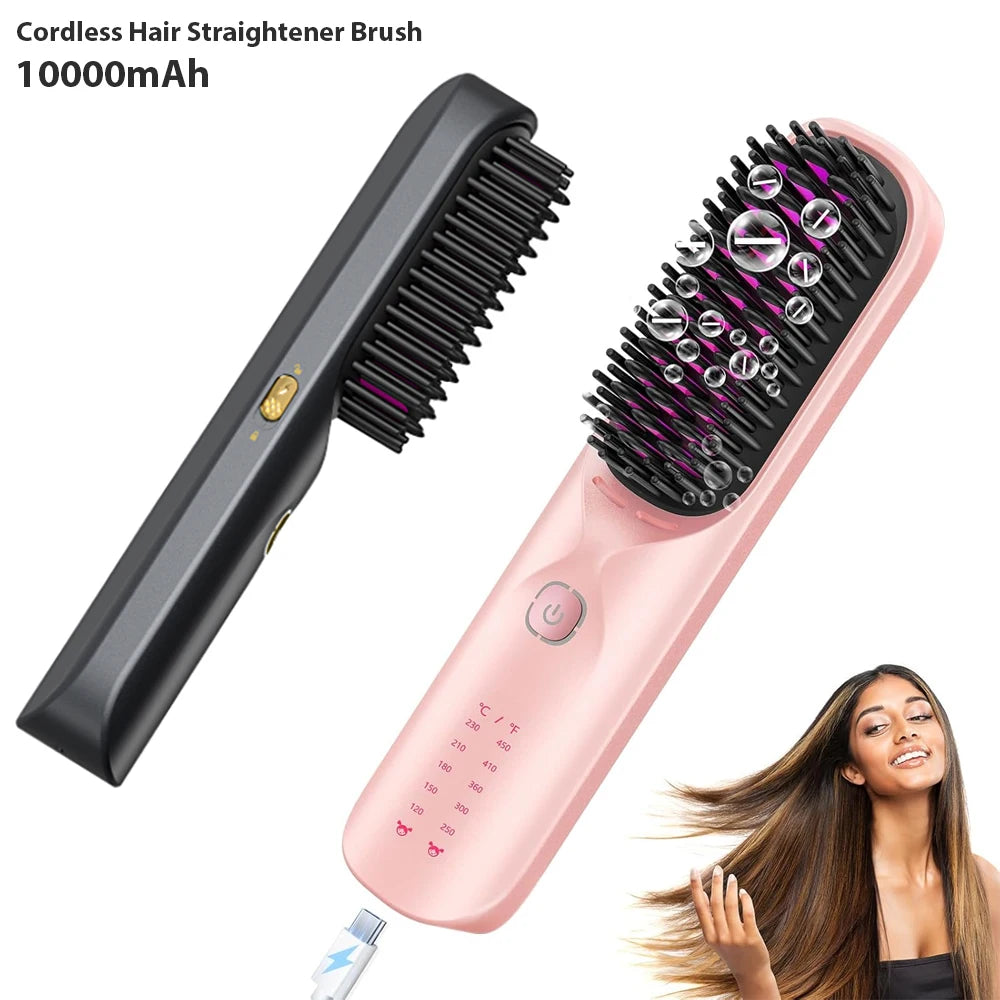 BOPCAL Cordless Hair Straightener Brush 450F Fast Heating