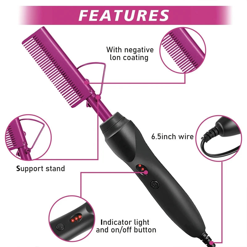 GOIPLE Electric Hot Comb Straightener And Curling Iron