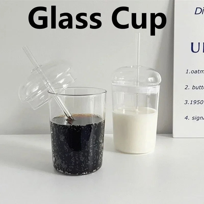 Drinkware Glass Cup With Lid And Straw Drinking Glass