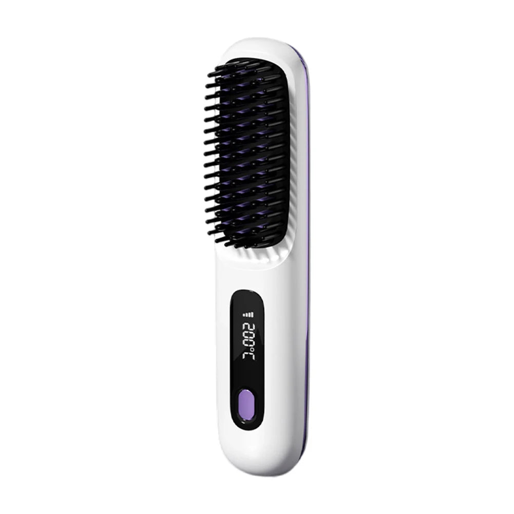 Electric Cordless Hair Straightener Brush Negative Ions
