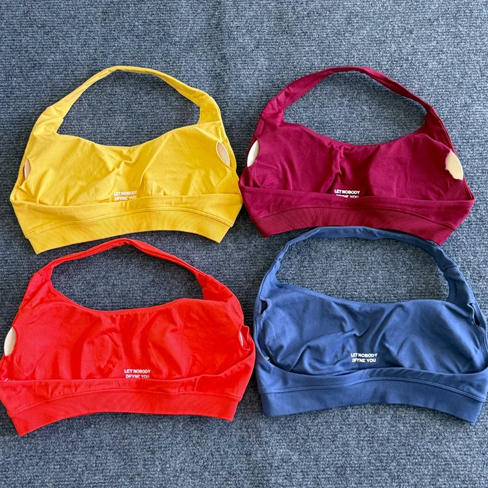 Clothing Impact Sports Bra Seamless Halter Open Back Yoga Top