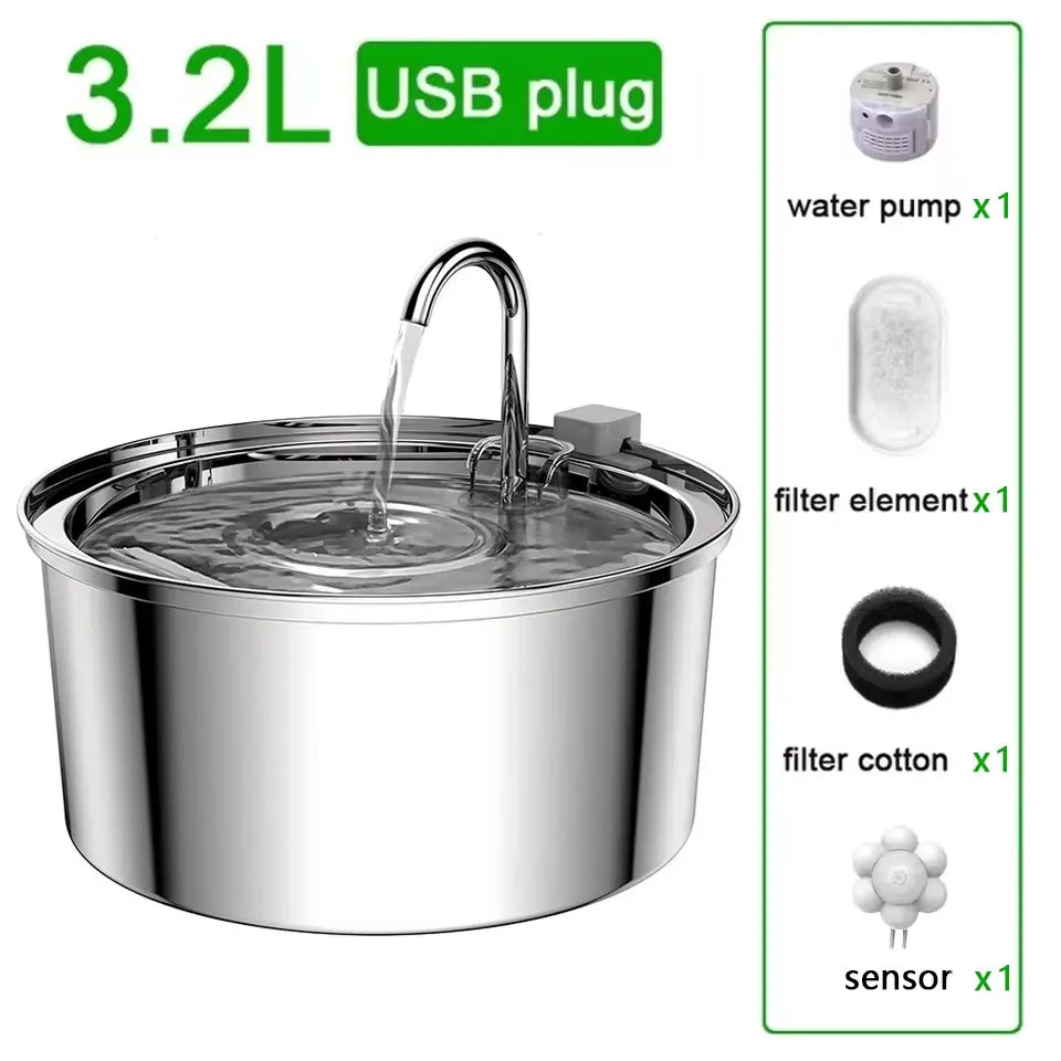 VOFORD Automatic Cat Water Fountain Stainless Steel
