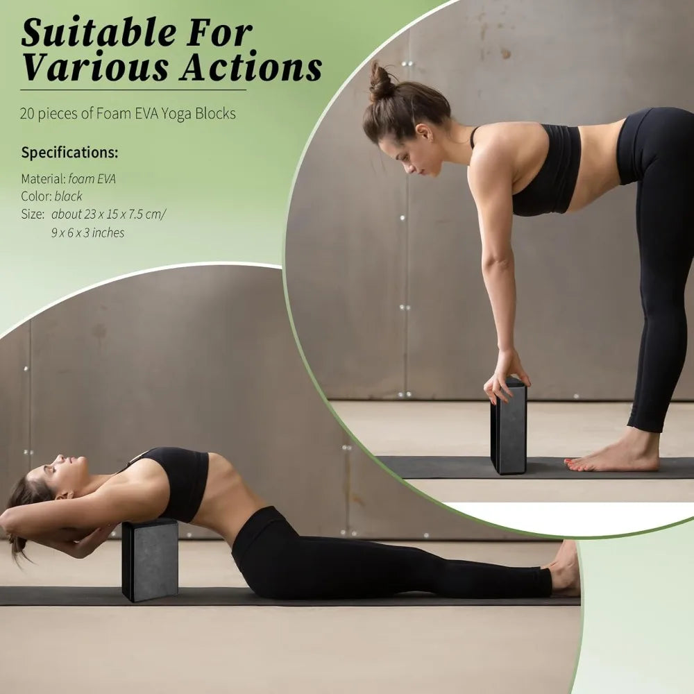 YTYINH EVA Yoga Block Set 20 Piece Non Slip FoamCore