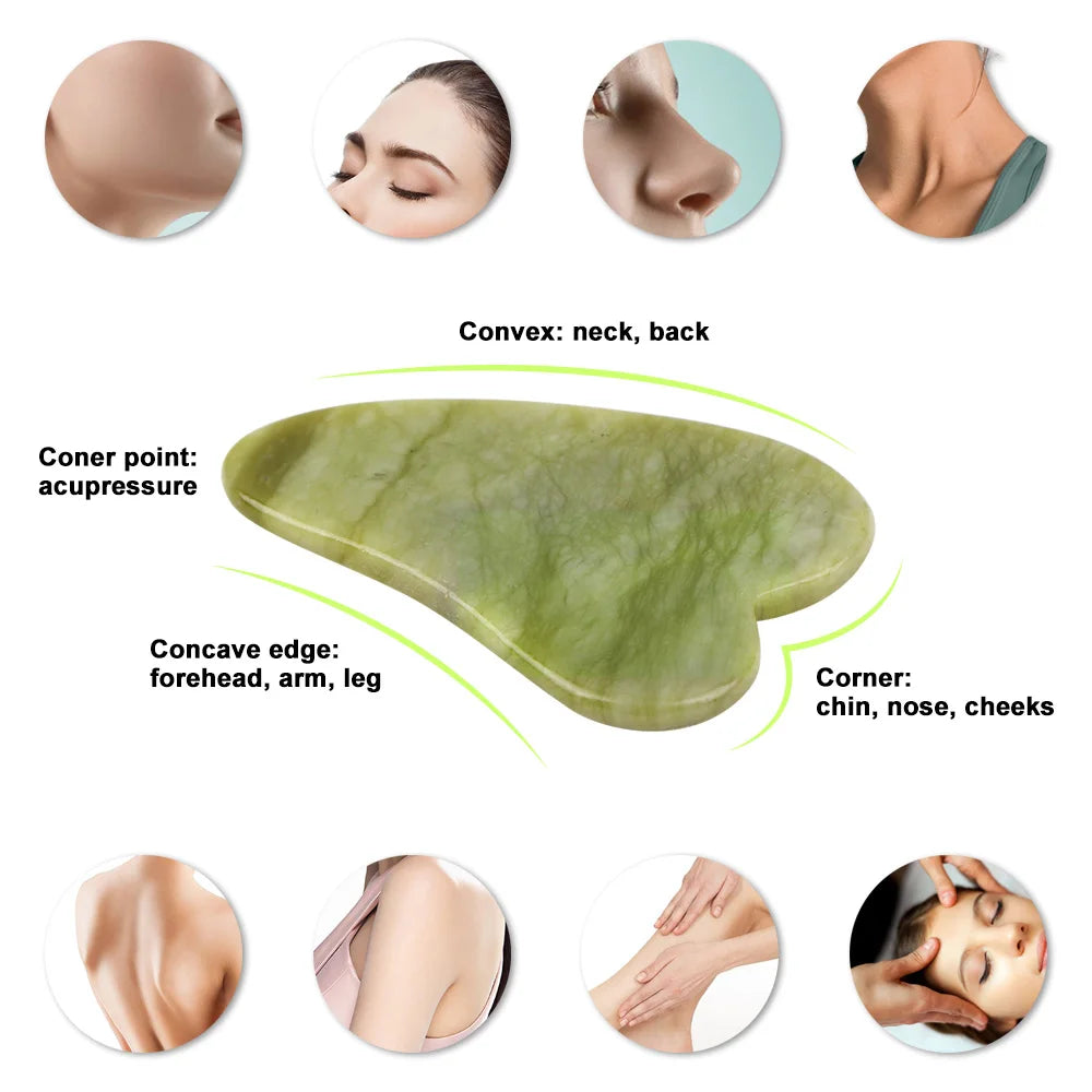 Natural Rose Jade Roller Gua Sha Board Facial Massager