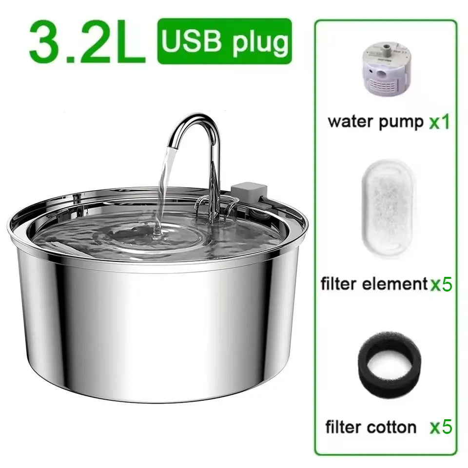 VOFORD Automatic Cat Water Fountain Stainless Steel