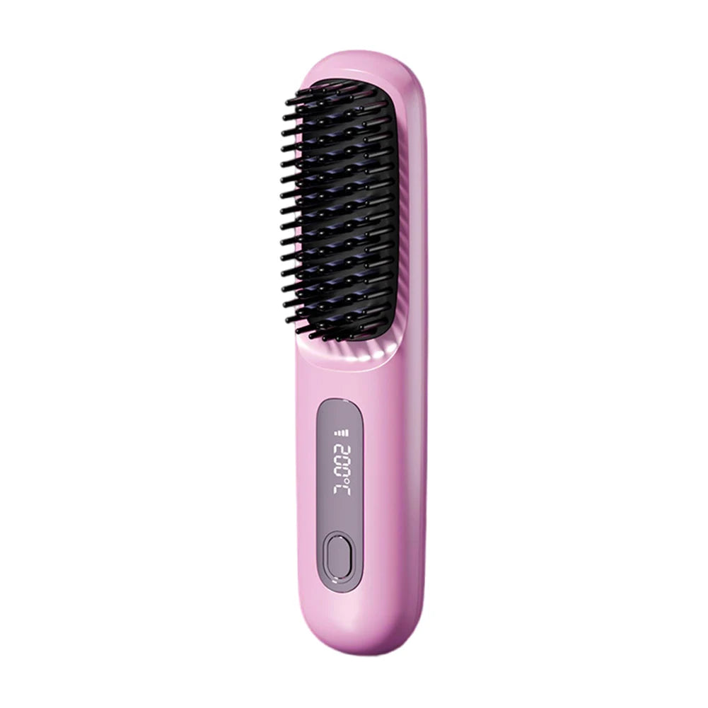 Electric Cordless Hair Straightener Brush Negative Ions