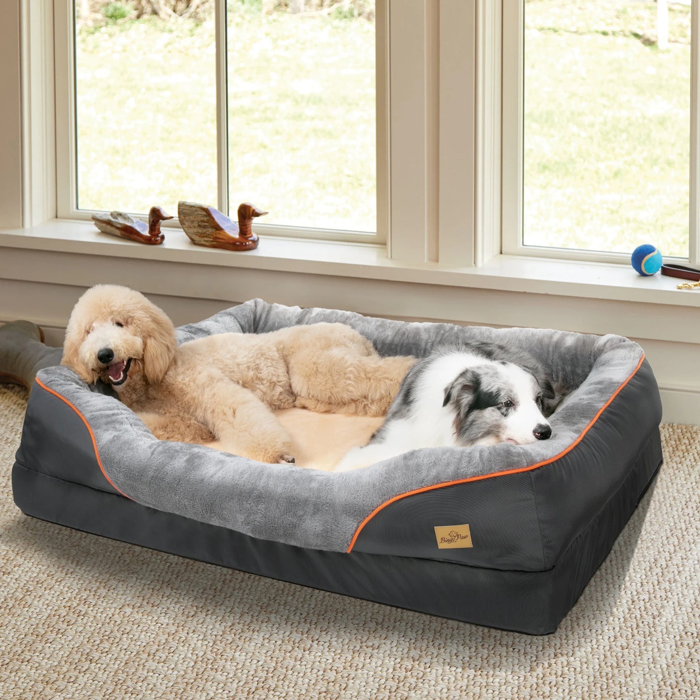 BINGOPAWCN Large Dog Bed Warm Fleece Removable Cover