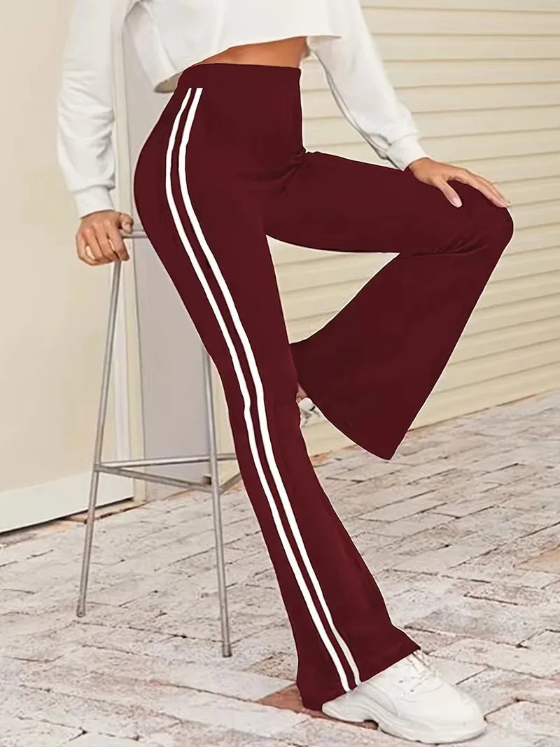 Hebei Zhejiang Striped Yoga Pants Flared Full Length Women