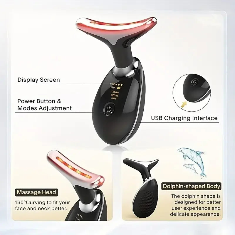 Neck Massager With Dual Ring Roller For Lifting And Tightening