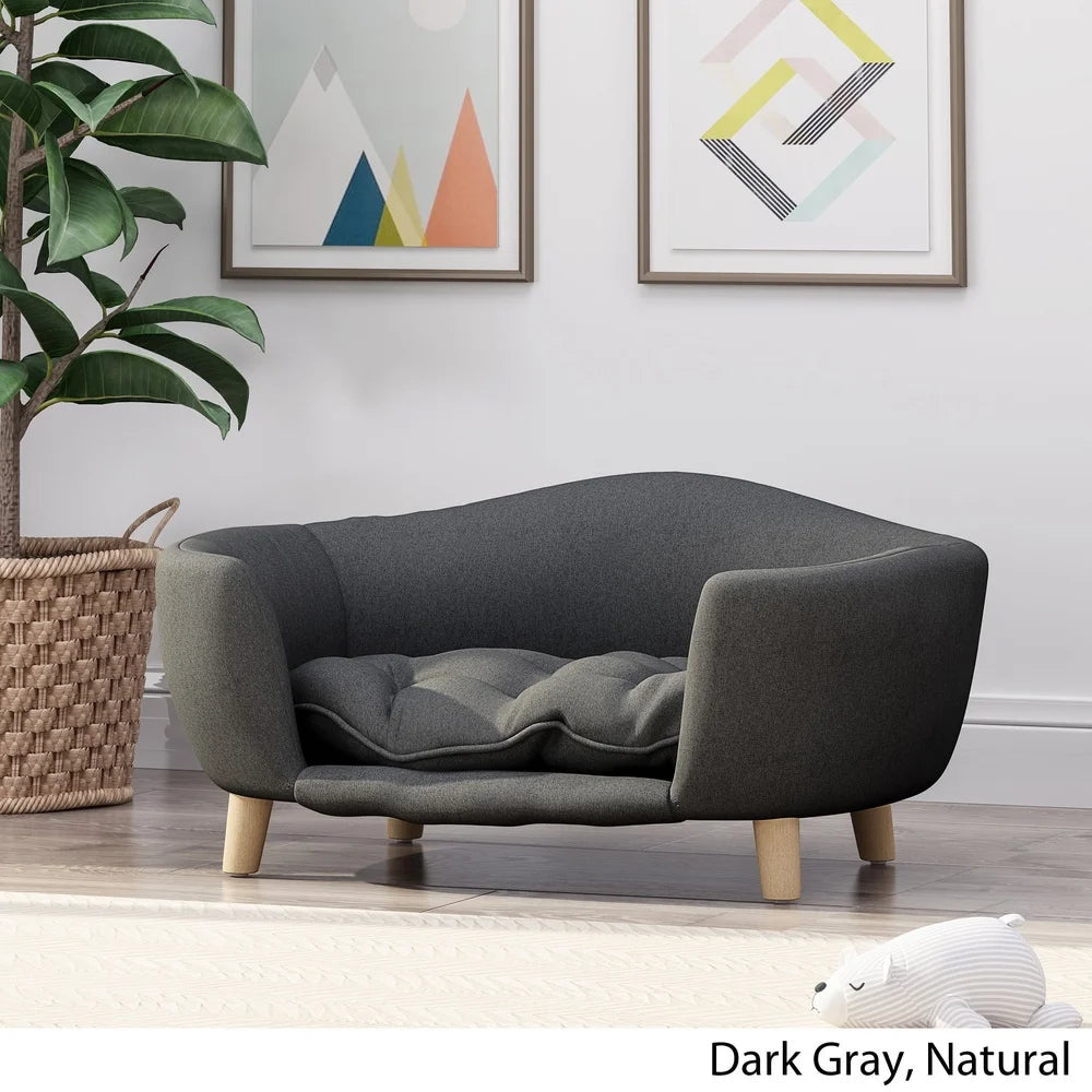 XMSJ Mid Century Modern Plush Pet Bed Birch Wood Dogs