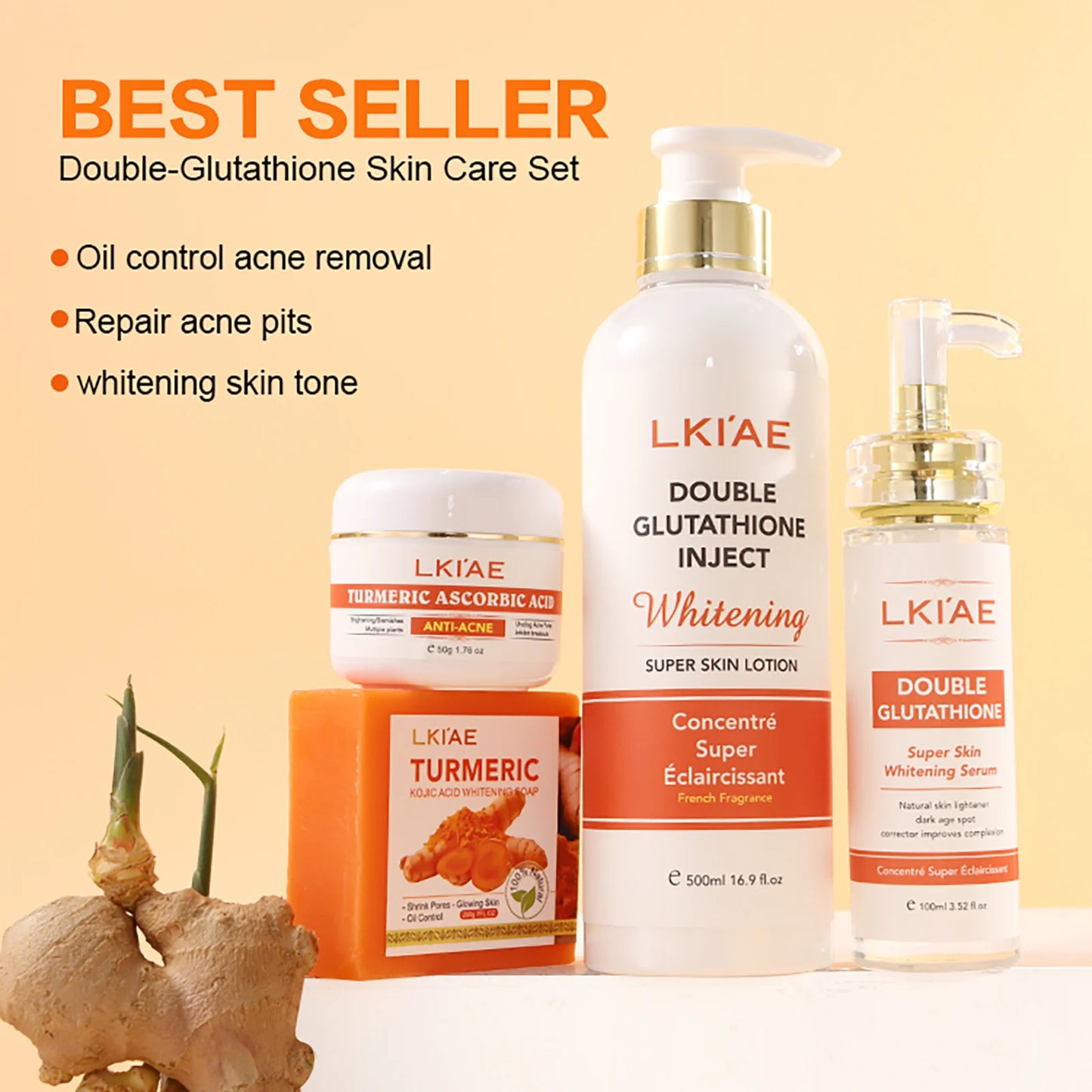 AILKE Turmeric Whitening Skin Care Set With Glutathione Aloe