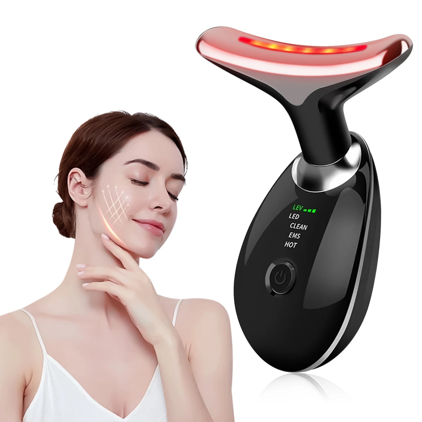 Neck Massager With Dual Ring Roller For Lifting And Tightening