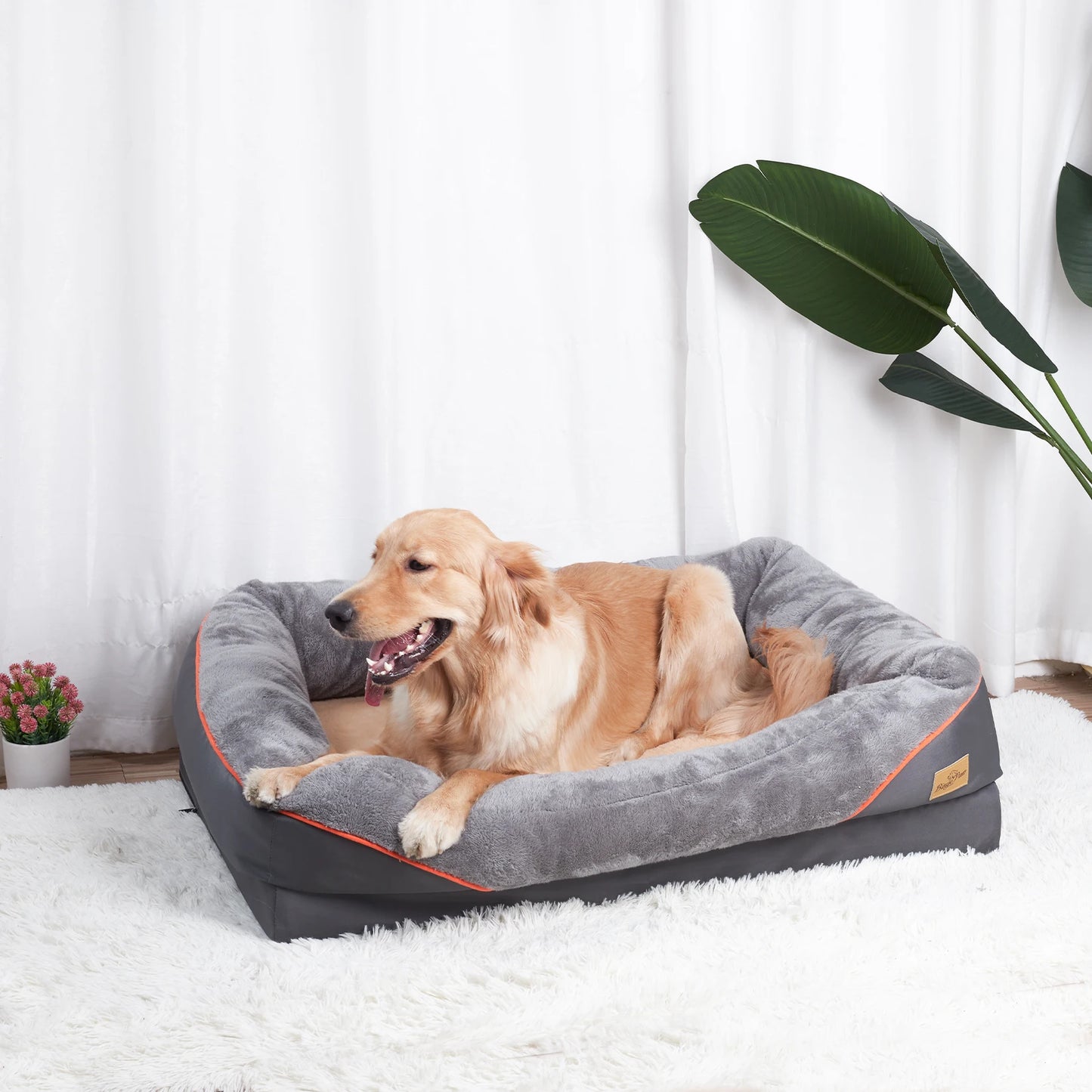 BINGOPAWCN Large Dog Bed Warm Fleece Removable Cover