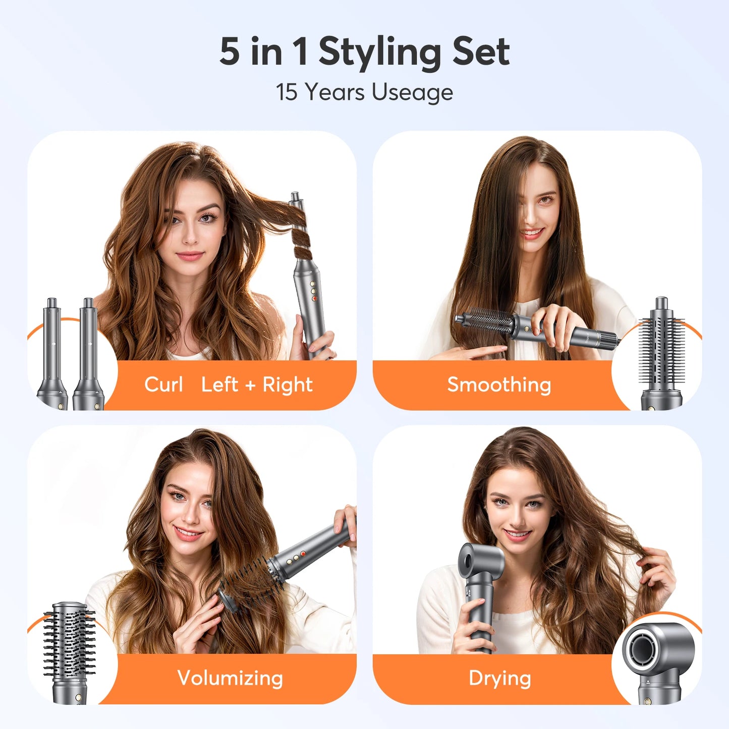 BOPCAL 5 In 1 Hair Dryer Hot Air Comb Multifunctional Styling