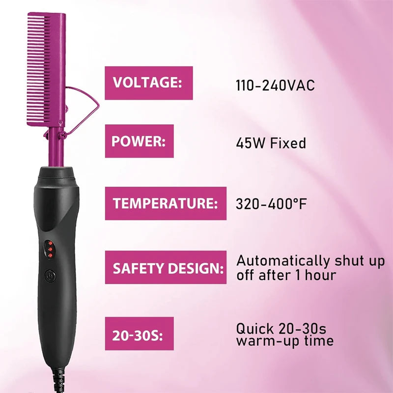 GOIPLE Electric Hot Comb Straightener And Curling Iron