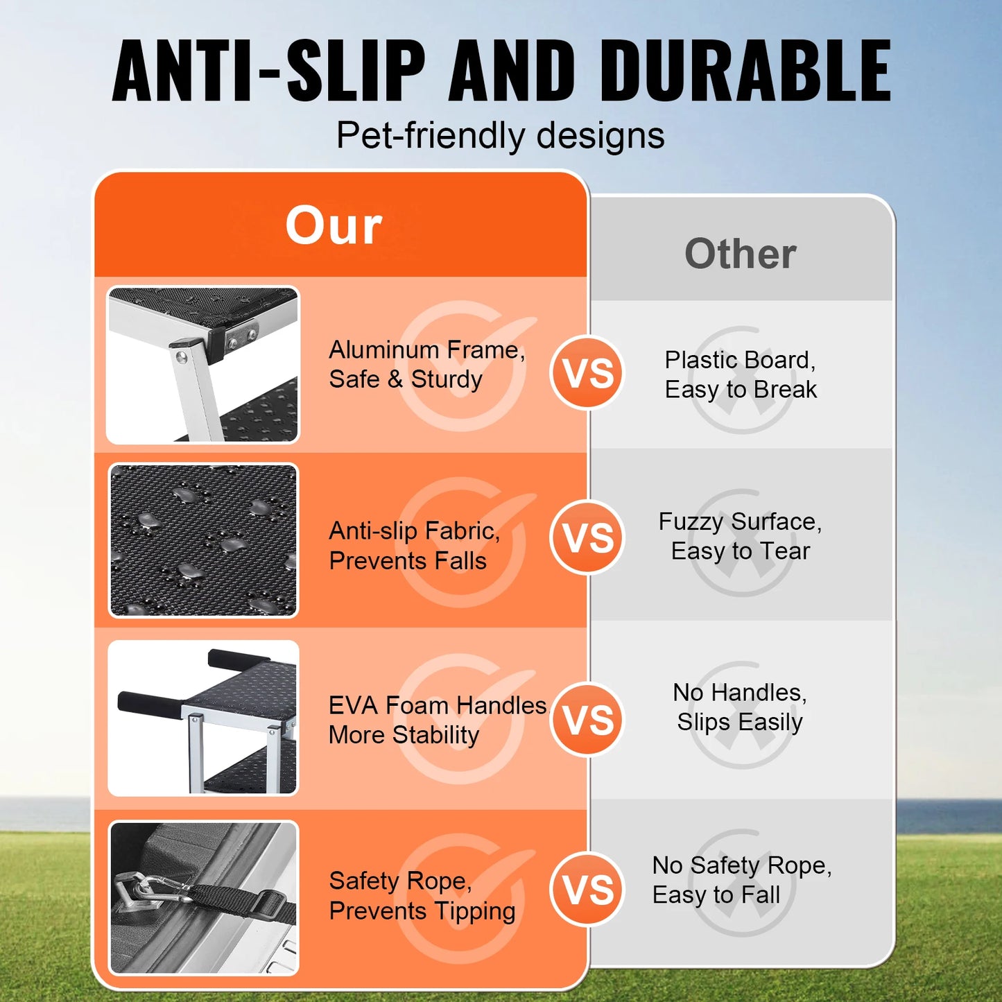 SucceBuy Foldable Dog Car Stairs Lightweight Aluminum