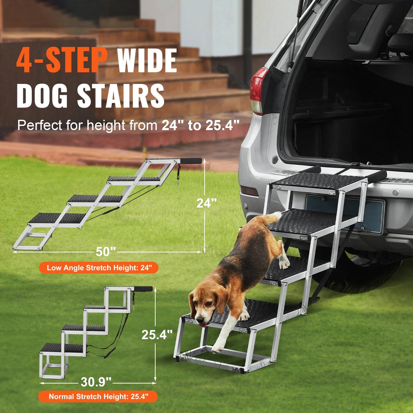 SucceBuy Foldable Dog Car Stairs Lightweight Aluminum