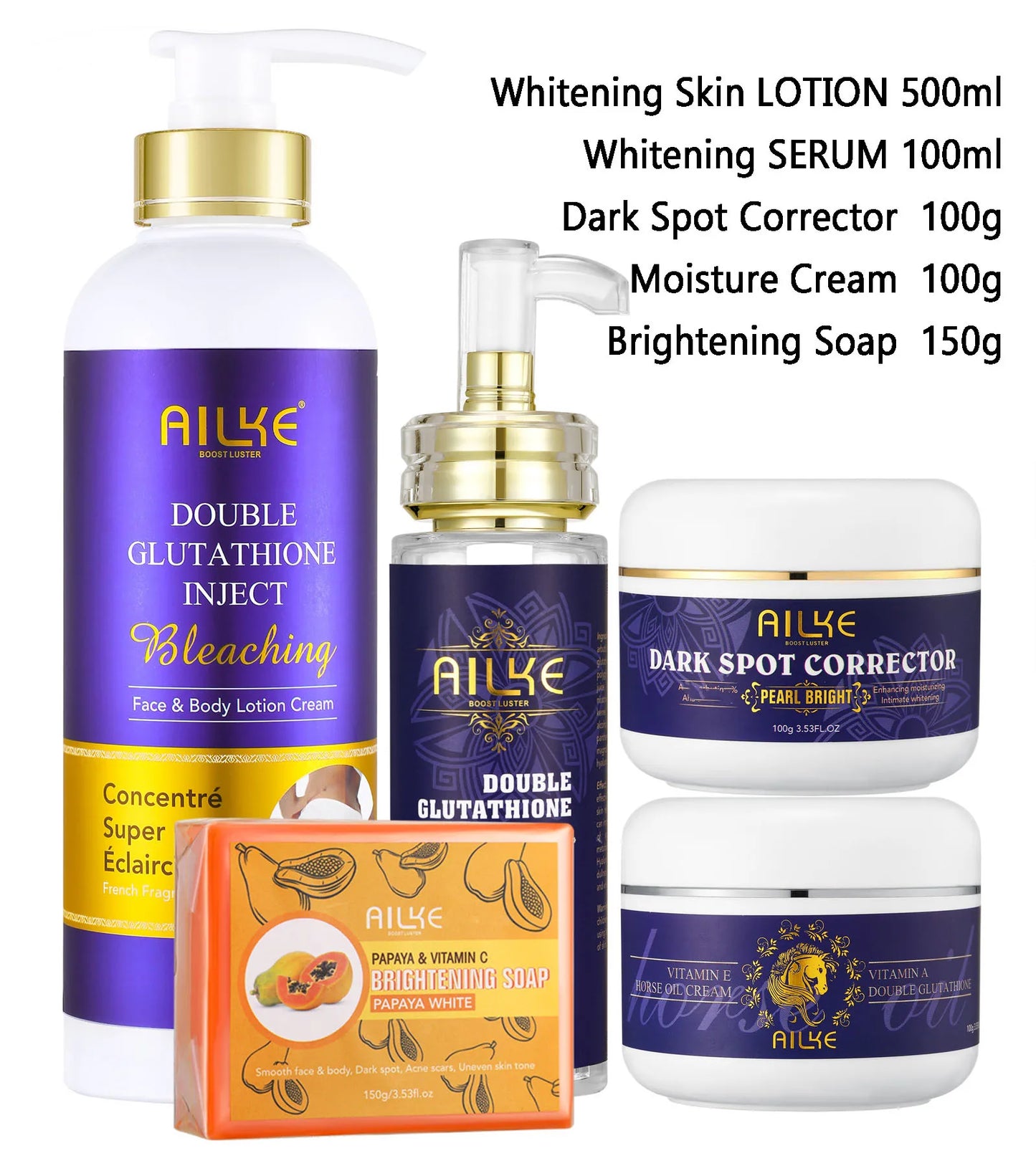 AILKE Glutathione 5-In-1 Skin Whitening Kit With Serum