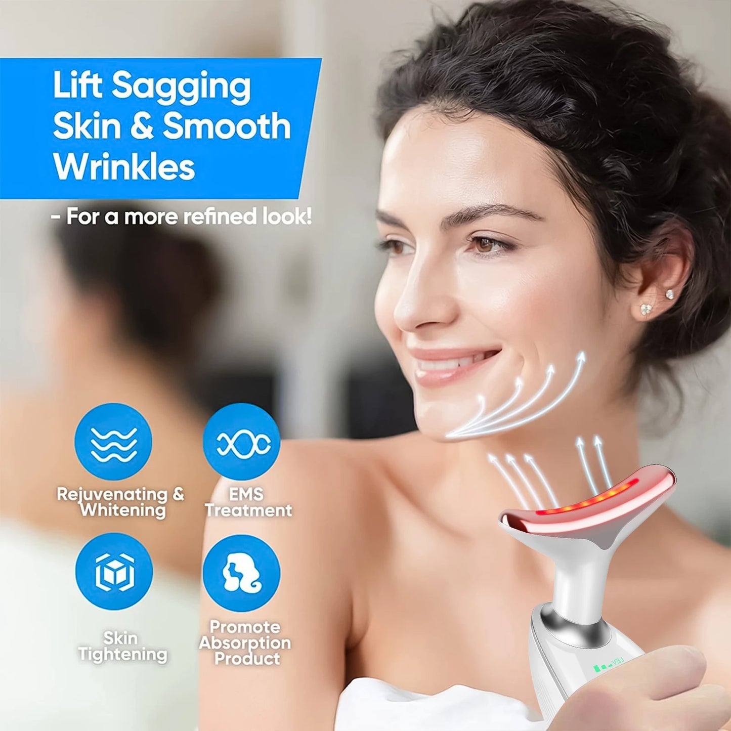Neck Massager With Dual Ring Roller For Lifting And Tightening