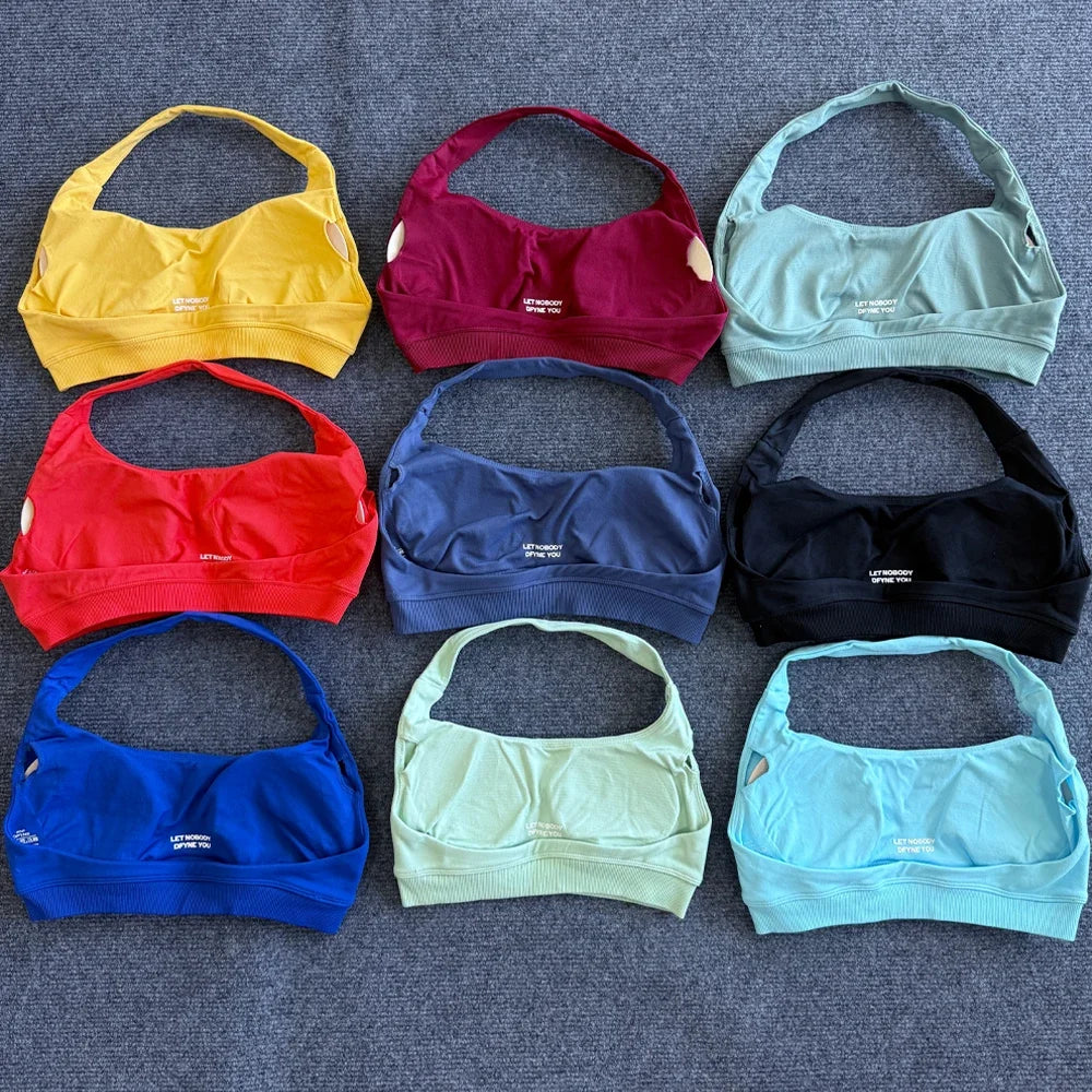 Clothing Impact Sports Bra Seamless Halter Open Back Yoga Top